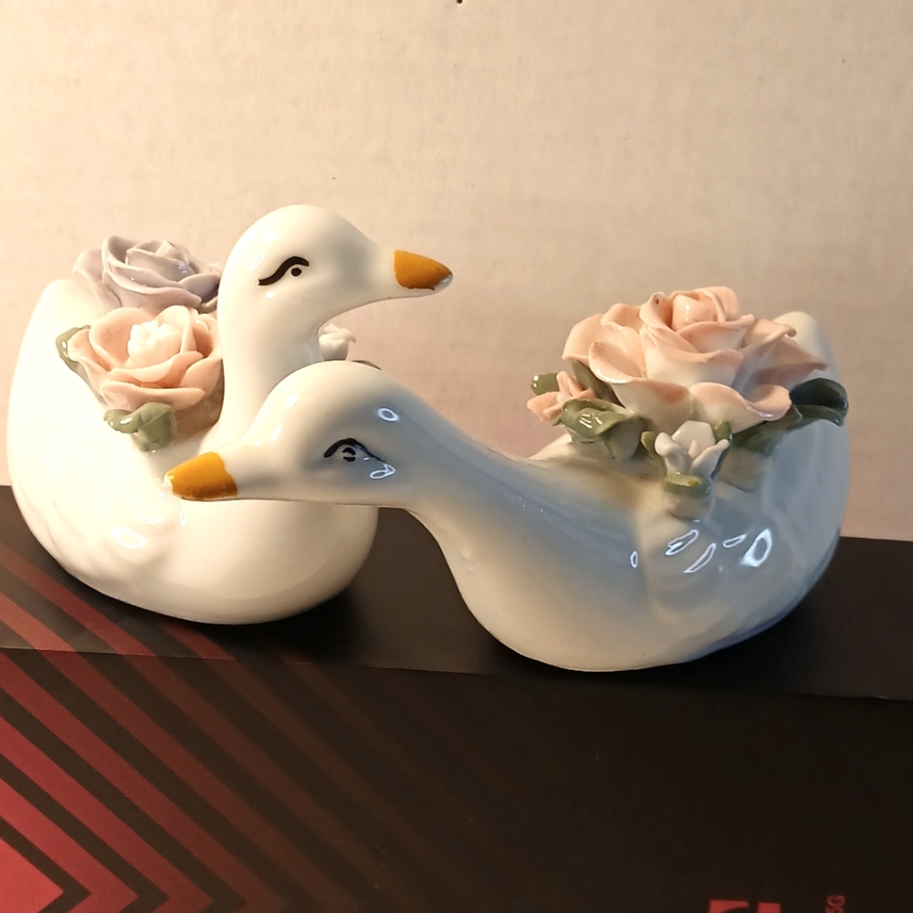Set Of Porcelain Geese Figurines